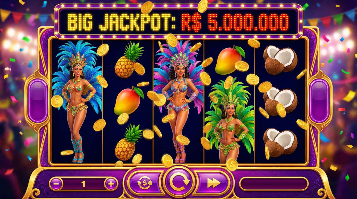 Caça-níqueis online 567win com tema de carnaval brasileiro e jackpot de R$ 5 milhões